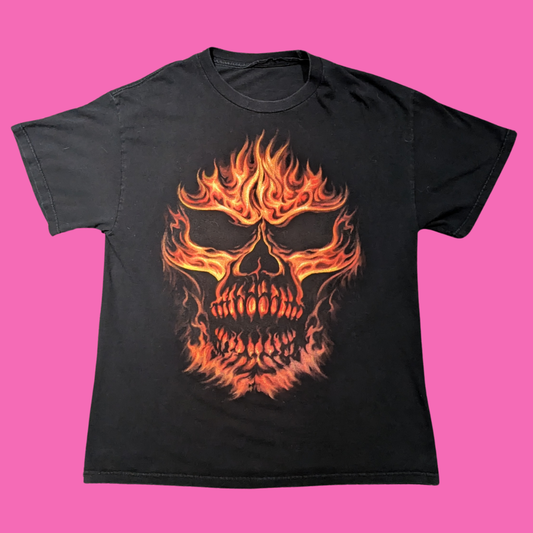 Burning Skull T-Shirt Size L