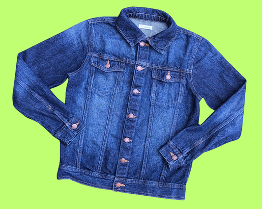 Veste en jean DragonBall Z faite main et recyclée, taille US 14-16, taille L