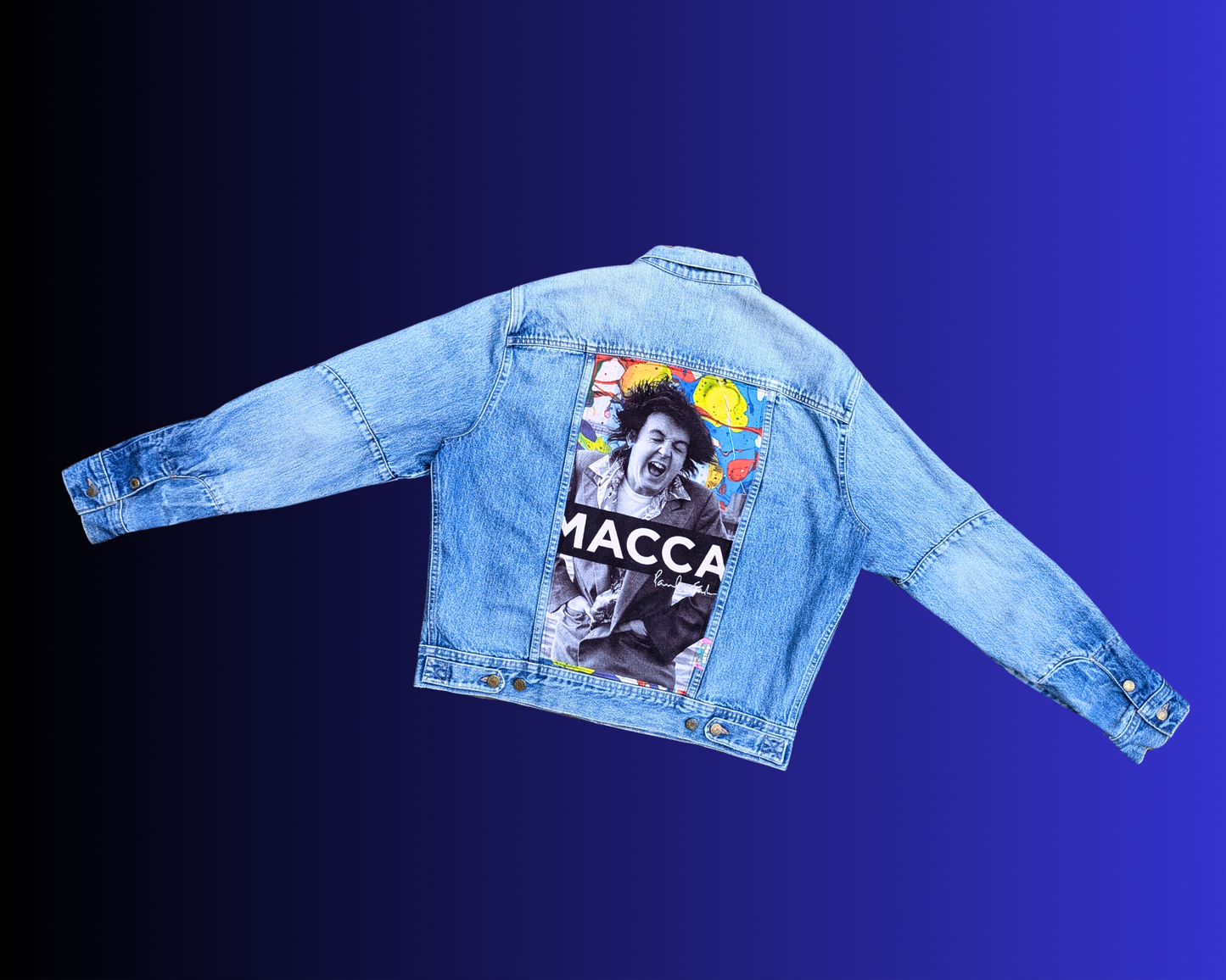 Handmade, Upcycled Paul McCartney Denim Jacket Size XL