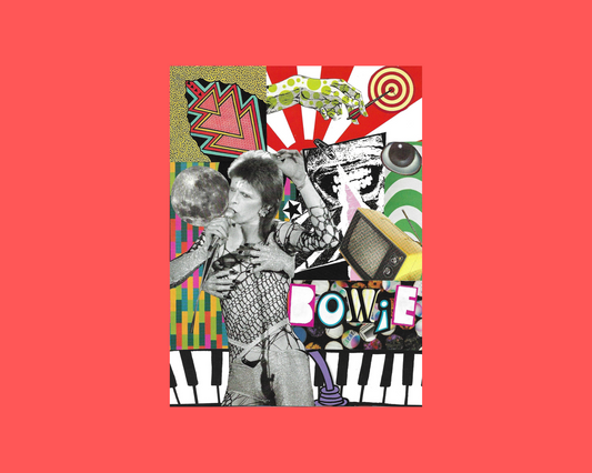 Impression d'un collage fait main de David Bowie
