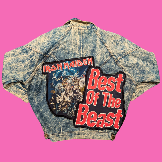 Iron Maiden, Best of the Beast Upcycled Denim Jacket Size M-L for Women