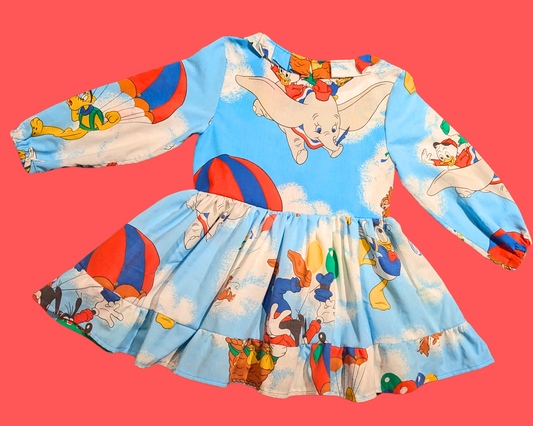 Robe Disney Mickey Mouse et ses amis vintage des années 1990, fabriquée à la main et recyclée, taille S