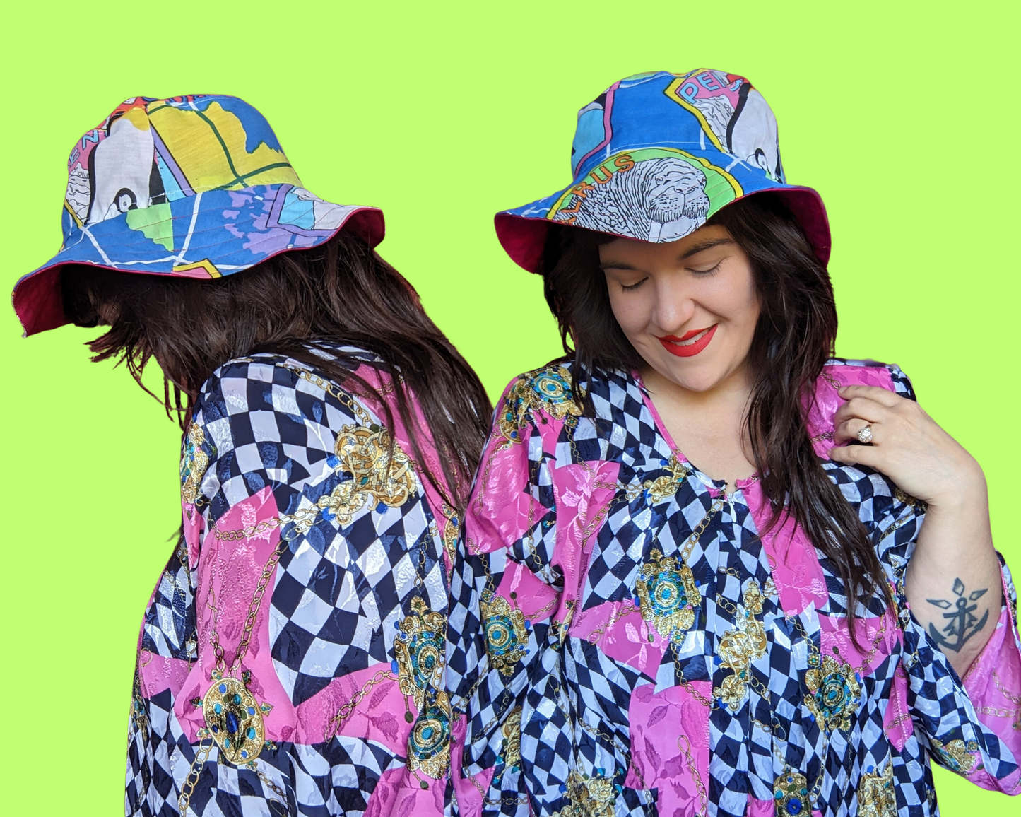 World Wildlife Fund Reversible Bucket Hats For Adults Made from Vintage, Upcycled WWF Bedsheet
