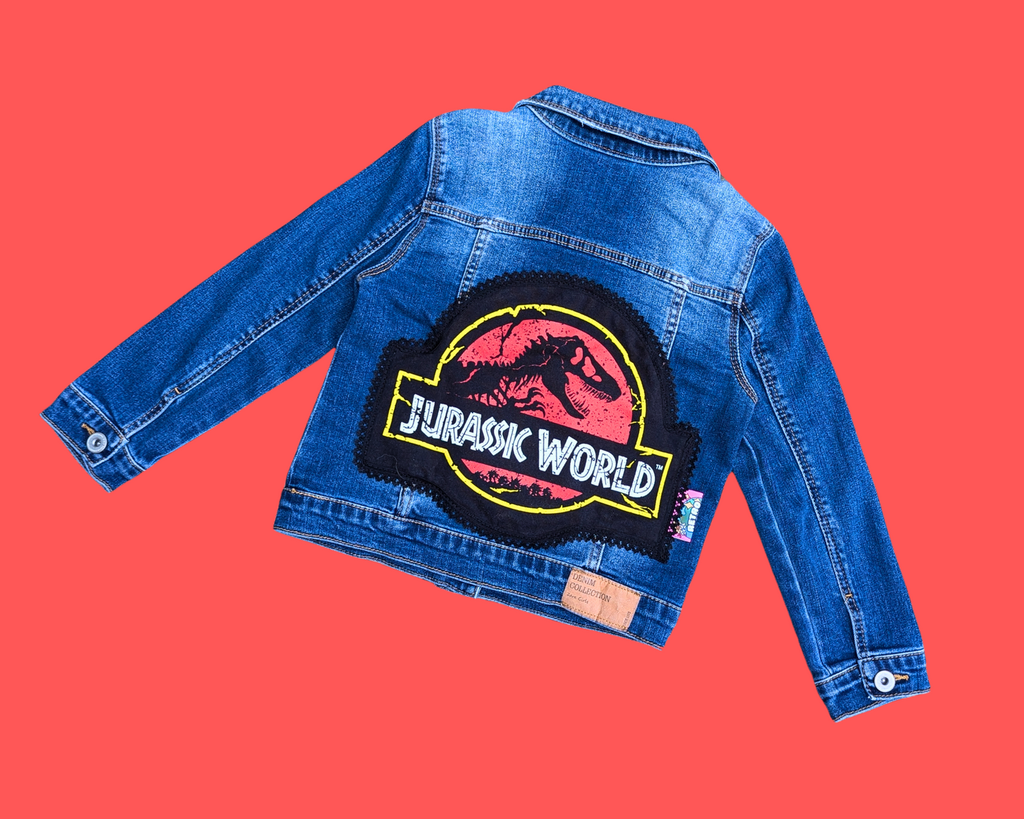 Handmade, Upcycled Jurassic World Denim Jacket Size 6 For Girls
