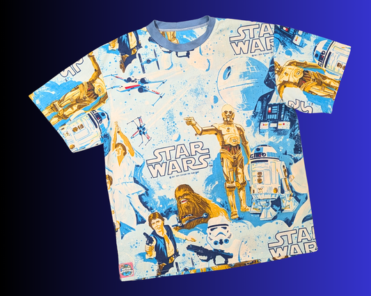 Handmade, Upcycled Vintage Star Wars Bedsheet T-Shirt Oversized XS - Fits Like A Size M