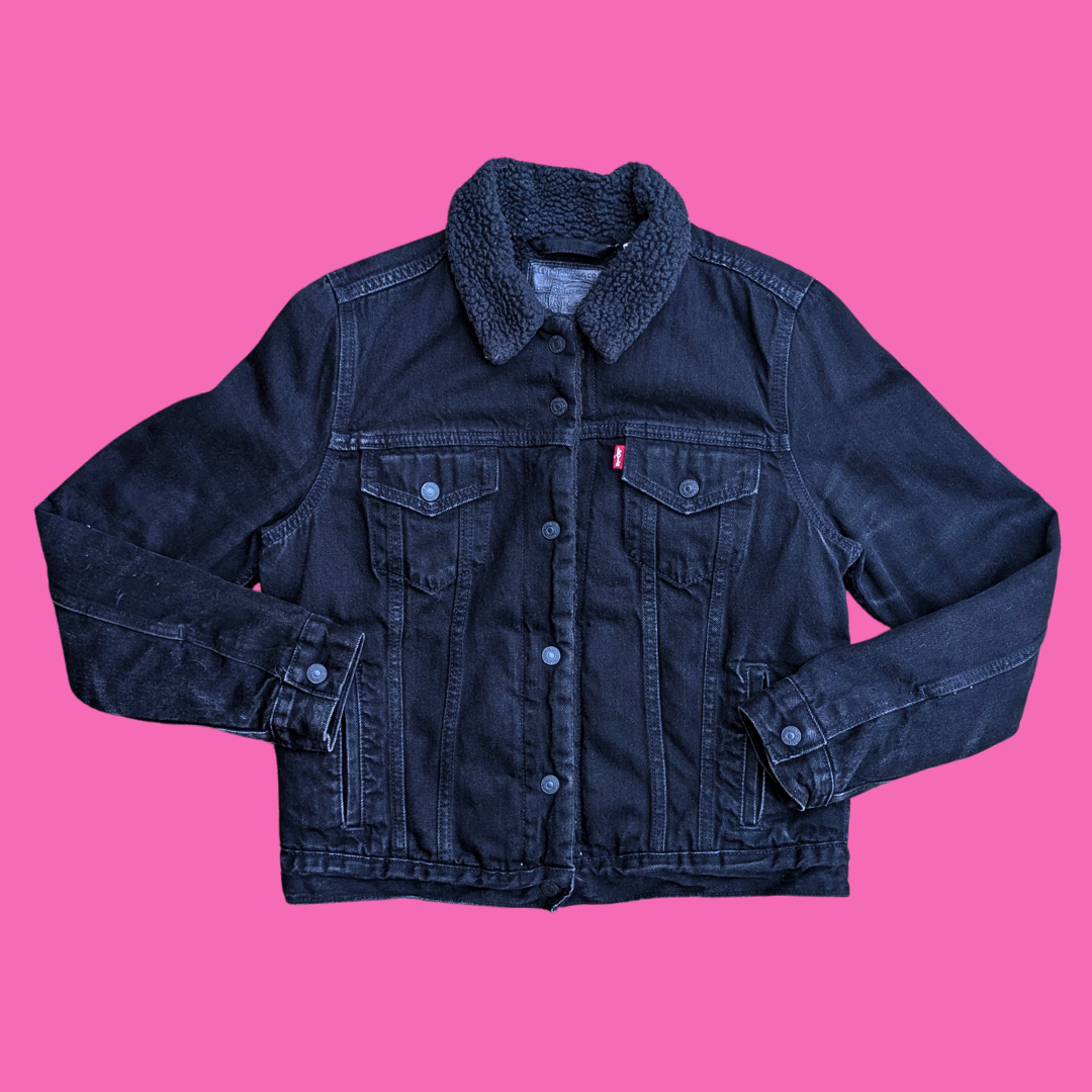 The Nightmare Before Christmas Upcycled T-Shirt Warm Denim Jacket Size M