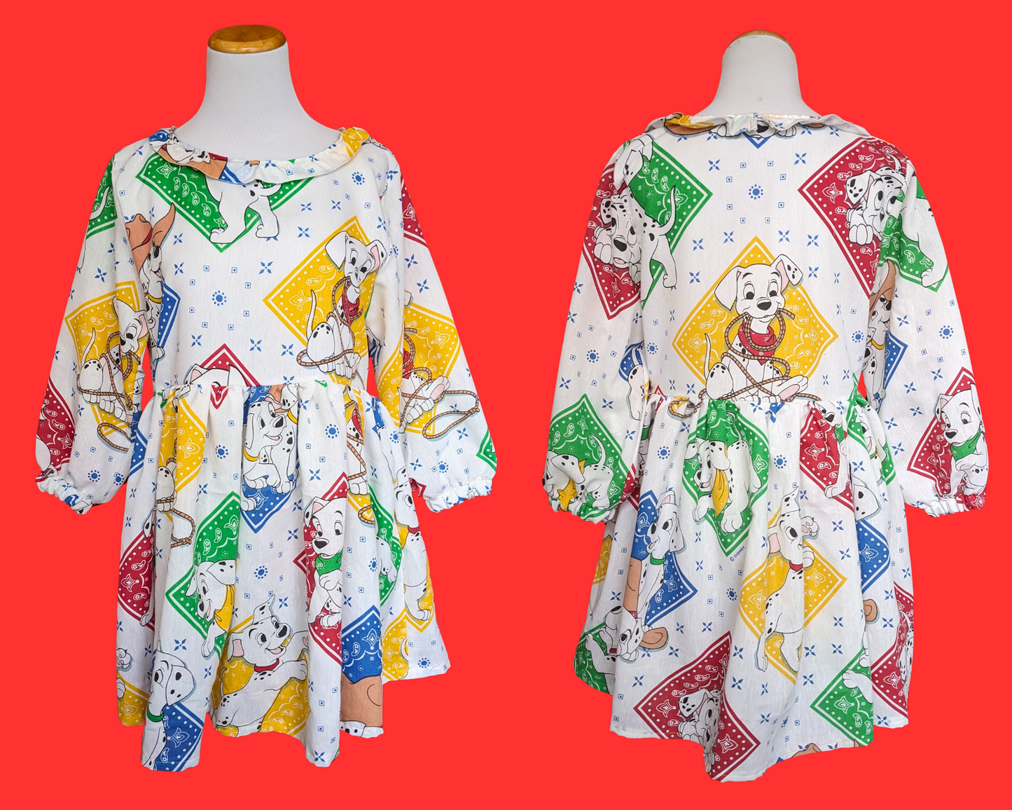 Robe drap de lit Walt Disney 101 Dalmatiens, faite à la main et recyclée, taille S