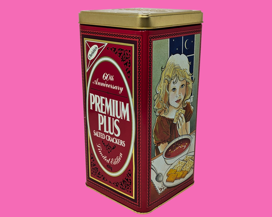 Boîte métallique vintage de crackers Christie des années 1990