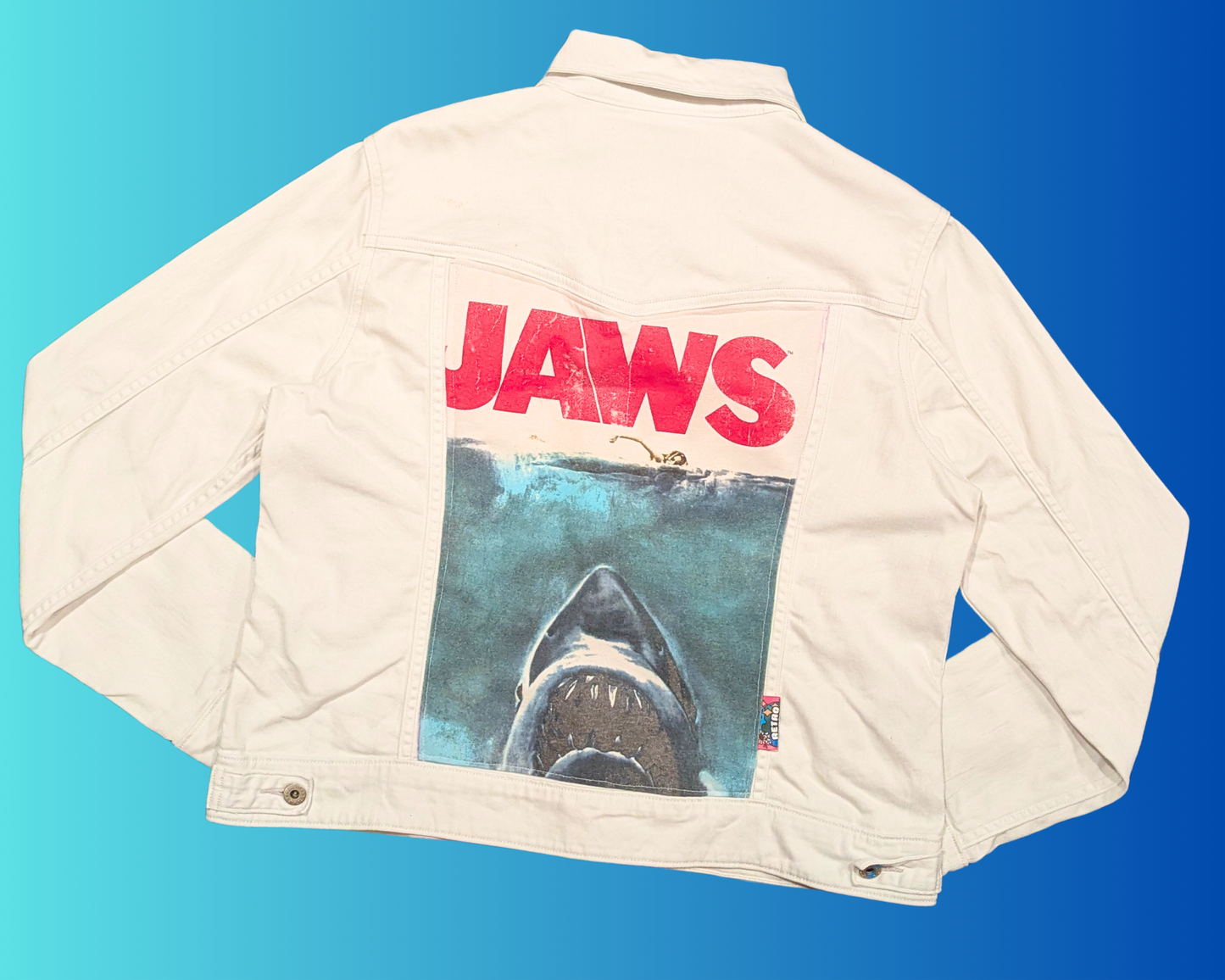 Veste en jean Levi's blanche, faite à la main et recyclée, taille L