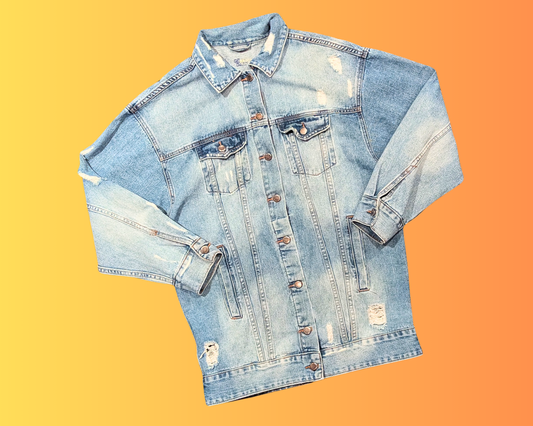 Handmade, Upcycled E.T Sashay Away Denim Jacket Size M