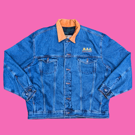 Remember to Stop & Smell the Flowers, Steven Rhodes Upcycled T-Shirt Denim Jacket Size XL