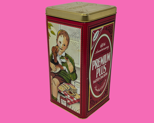 Boîte métallique vintage de crackers Christie des années 1990