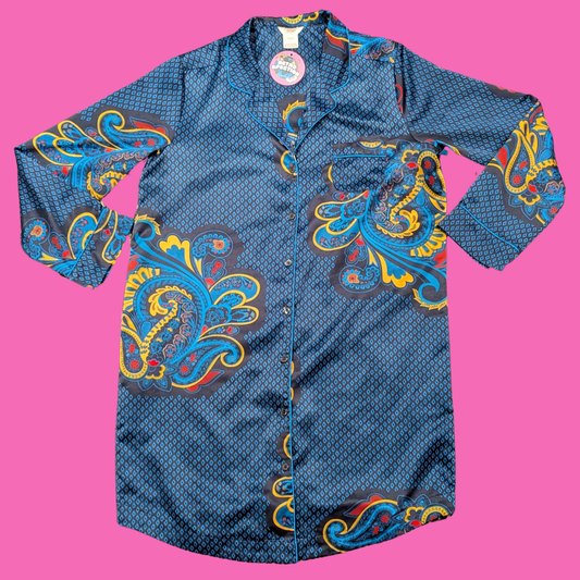 Joe Fresh Paisley Patterned, Blue Night Gown Size M