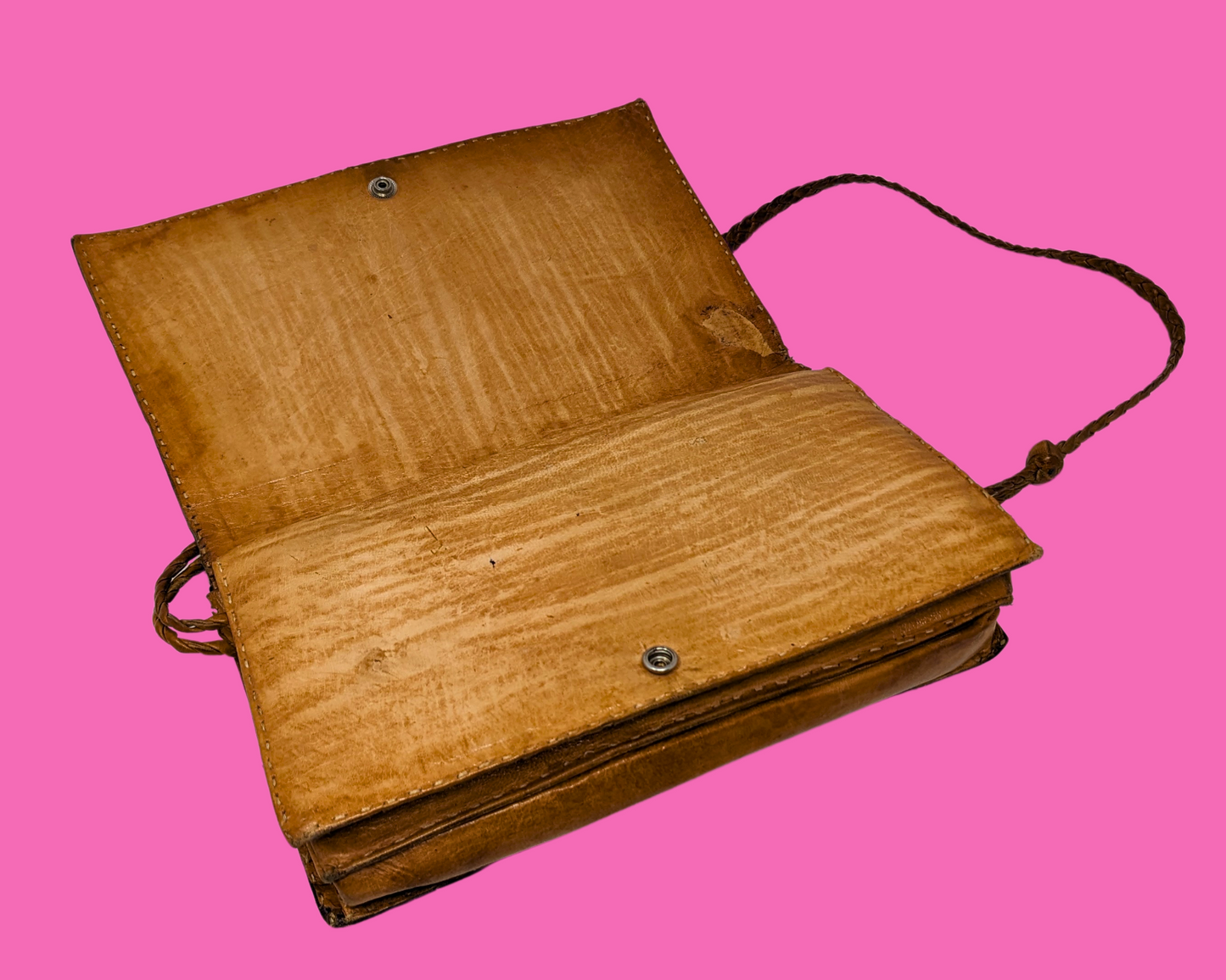 Petit sac à main vintage en cuir véritable des années 1970
