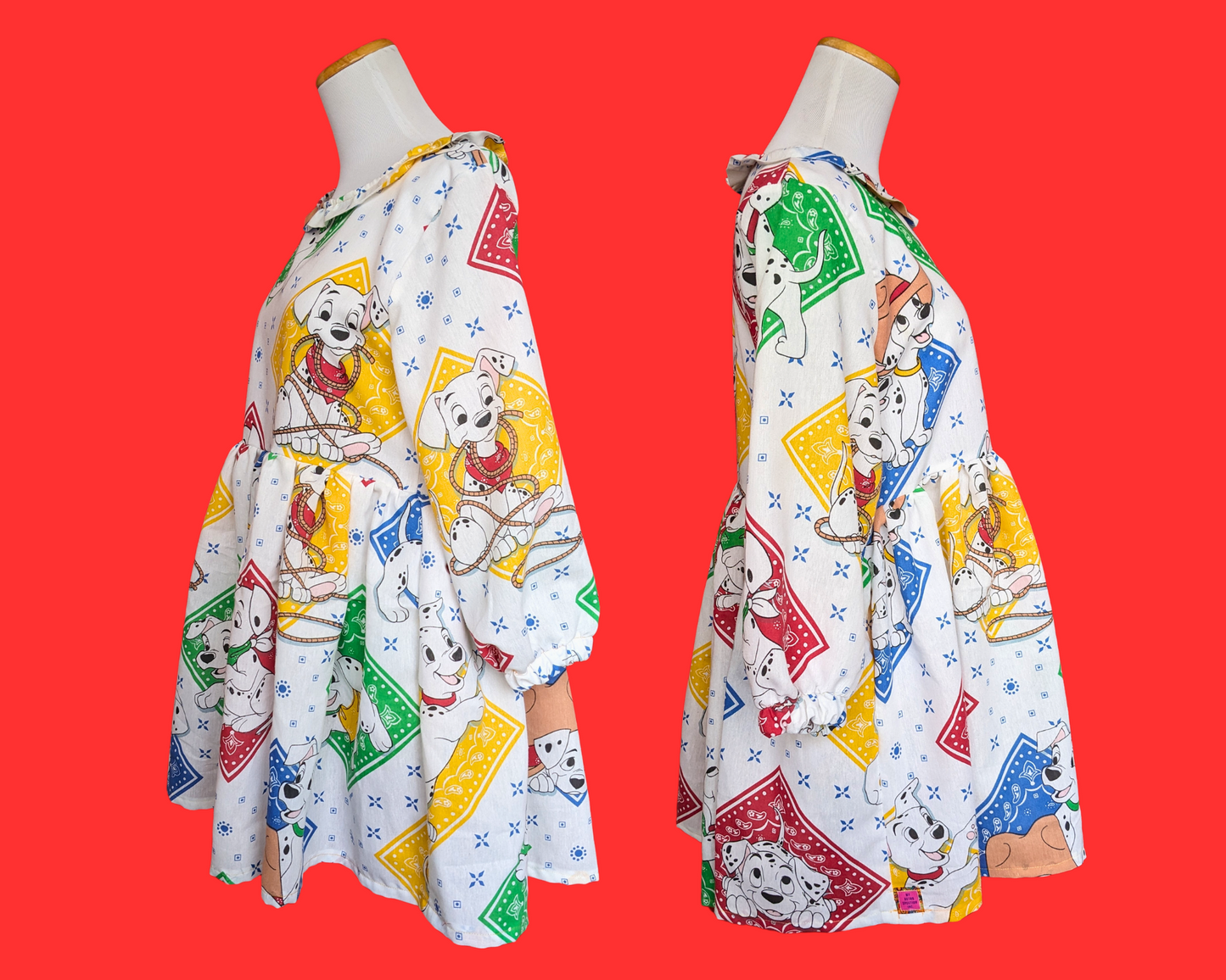 Robe drap de lit Walt Disney 101 Dalmatiens, faite à la main et recyclée, taille S