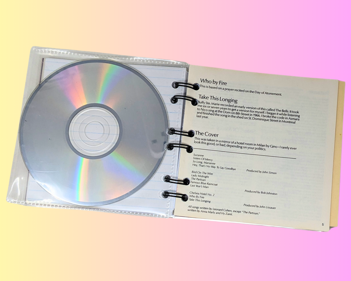 Leonard Cohen, The Best Of CD Notebook