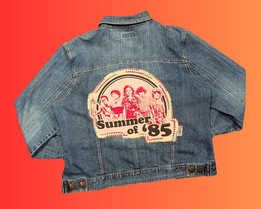 Handmade, Upcycled Stranger Things, Summer of '85 Denim Jacket Size 18 (XL)