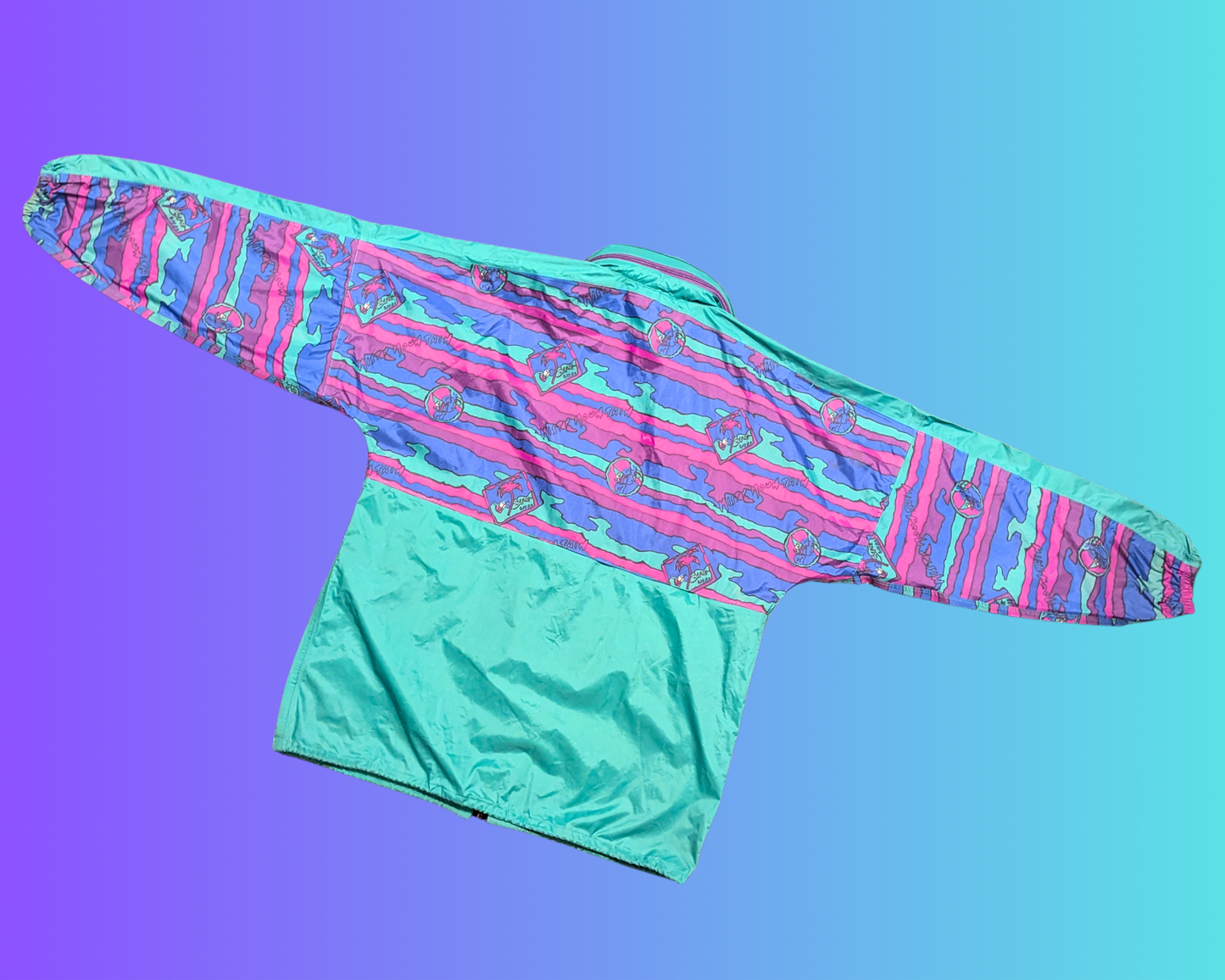 Vintage 1990's Green, Pink, Blue and Purple Windbreaker Jacket by Misty Mountain Size L