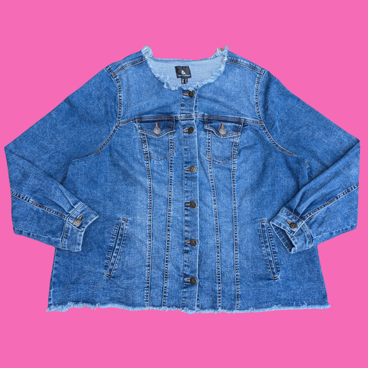 Furby ''Never Sleeps'' Upcycled T-Shirt Denim Jacket Size 2XL