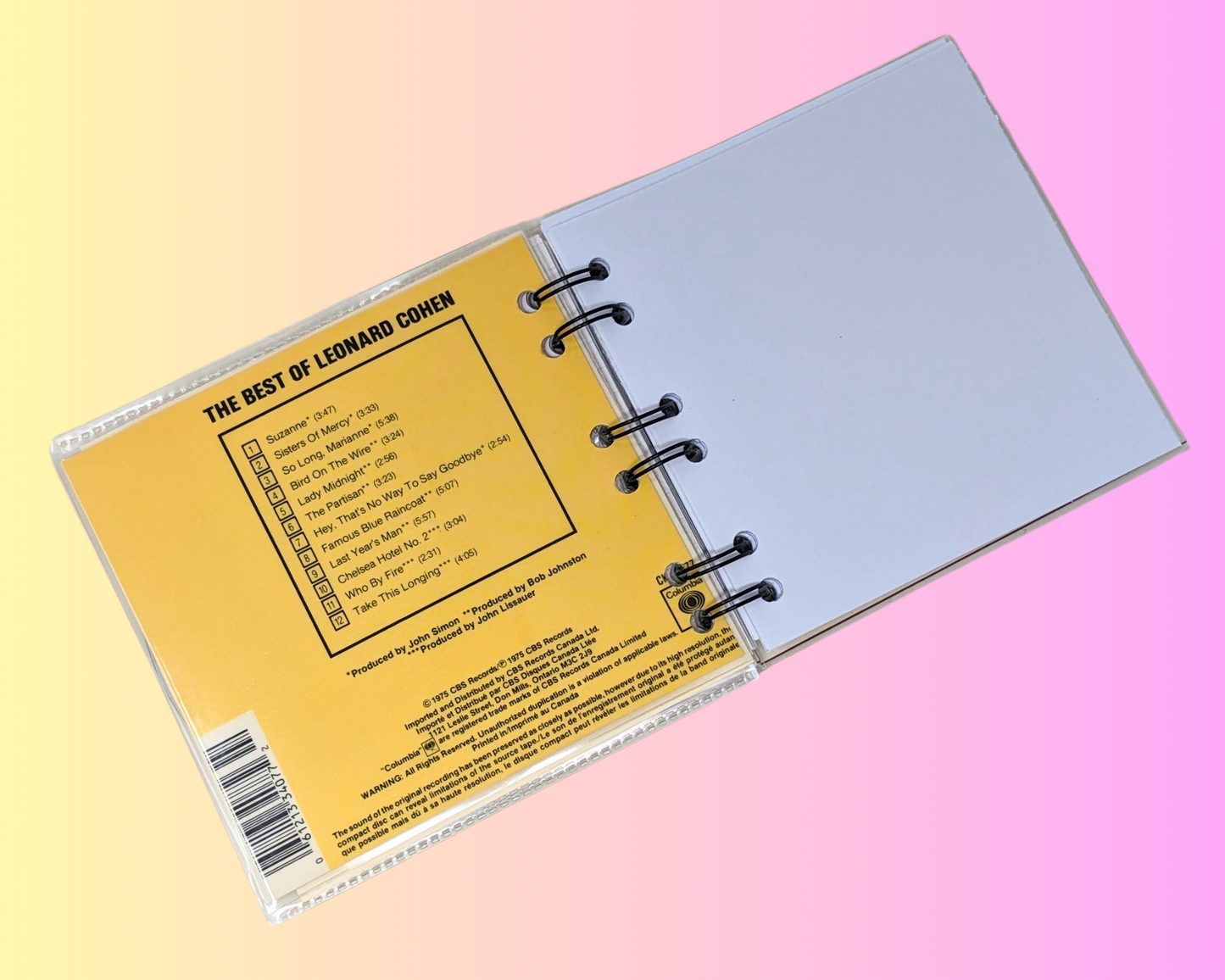 Leonard Cohen, The Best Of CD Notebook