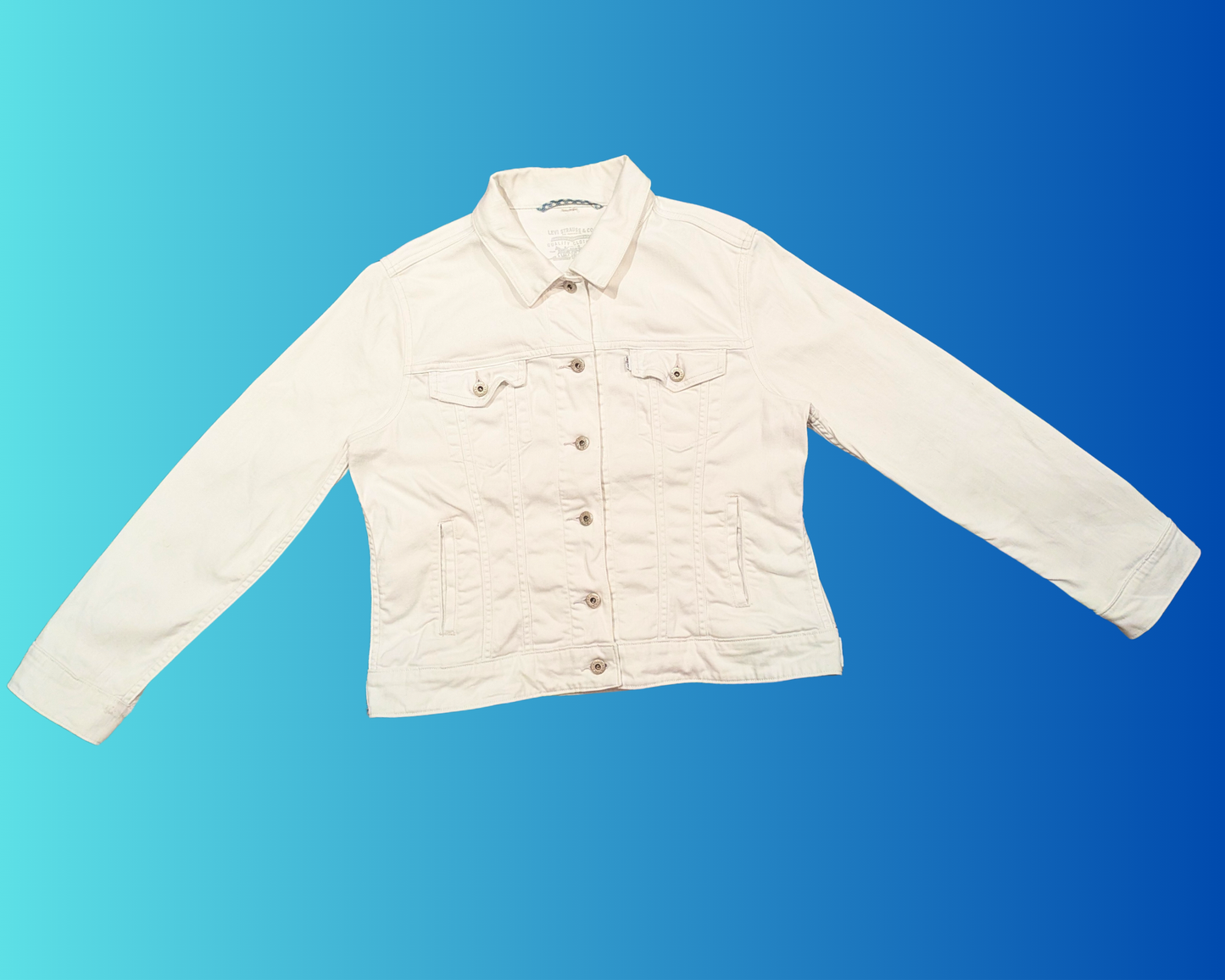 Veste en jean Levi's blanche, faite à la main et recyclée, taille L