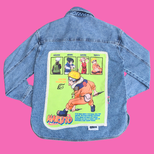 Naruto Upcycled T-Shirt Denim Jacket Size XS for Men