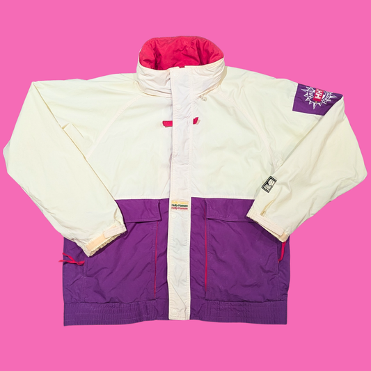 Vintage 1990's White and Purple Helly Hansen Winter Jacket Size L