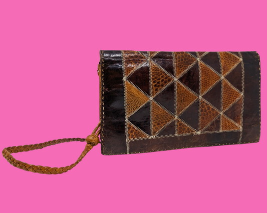 Petit sac à main vintage en cuir véritable des années 1970