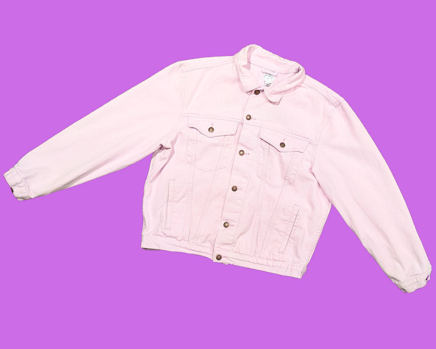 Handmade, Upcycled Denim Light Purple Jacket with a Hello Kitty Sweater Size S-M for Women