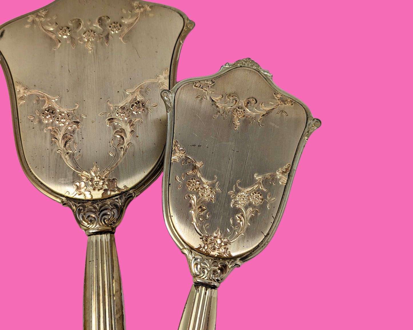 Ensemble miroir à main et brosse à cheveux vintage des années 1950