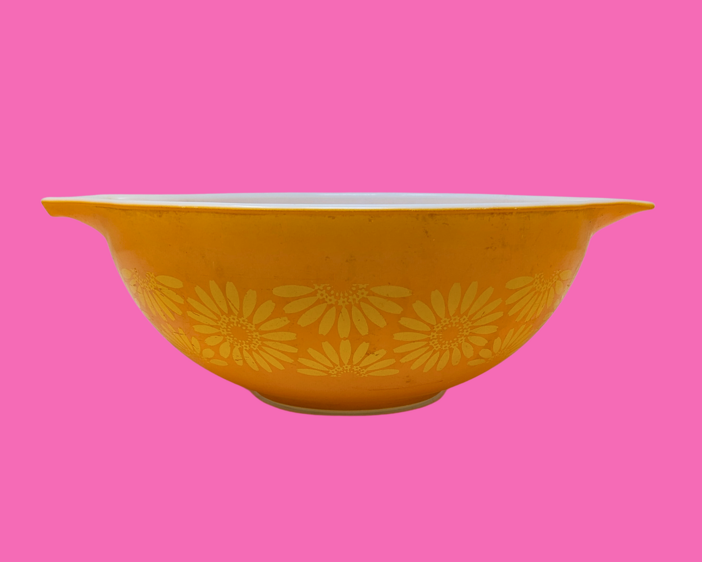 Bol Pyrex vintage à motifs floraux orange et jaune des années 1960