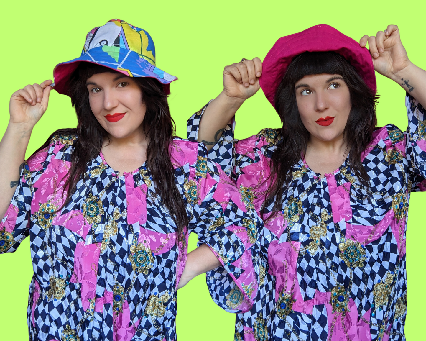 World Wildlife Fund Reversible Bucket Hats For Adults Made from Vintage, Upcycled WWF Bedsheet