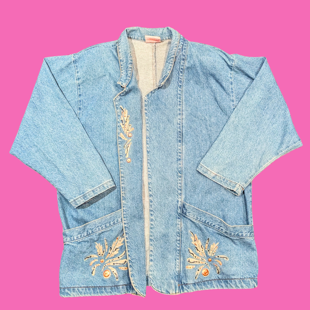 Vintage 1990's Beauty and the Beast Bed Sheet Jacket Size L