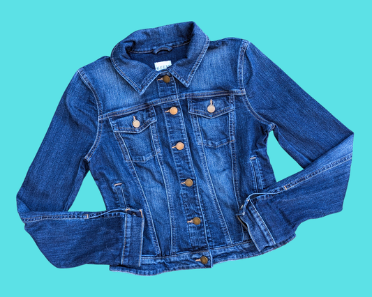 Veste en jean Harry et Marv (les bandits mouillés), fabriquée à la main et recyclée, taille S