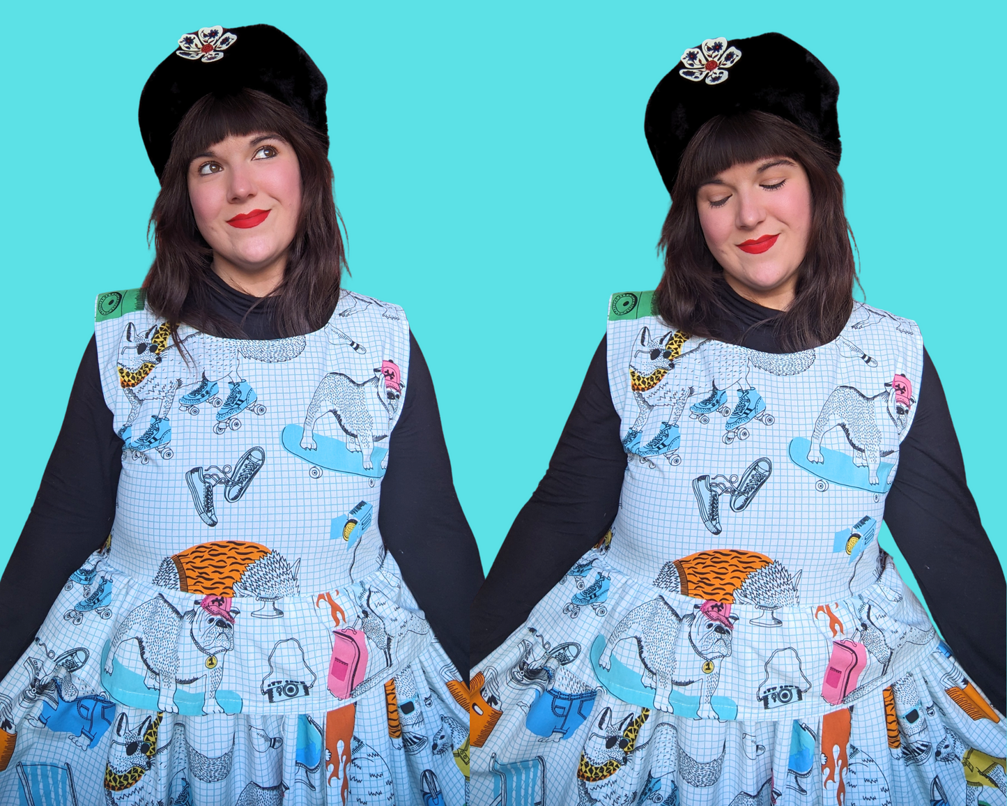 Robe sans manches à imprimé animalier funky, faite à la main et recyclée, taille XL