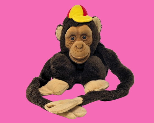 Marionnette en peluche singe vintage des années 1980
