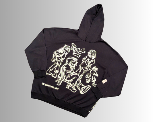 Y2K Amitam Cartoon Character Hip-Hop Style Streetwear Hoodie Size L