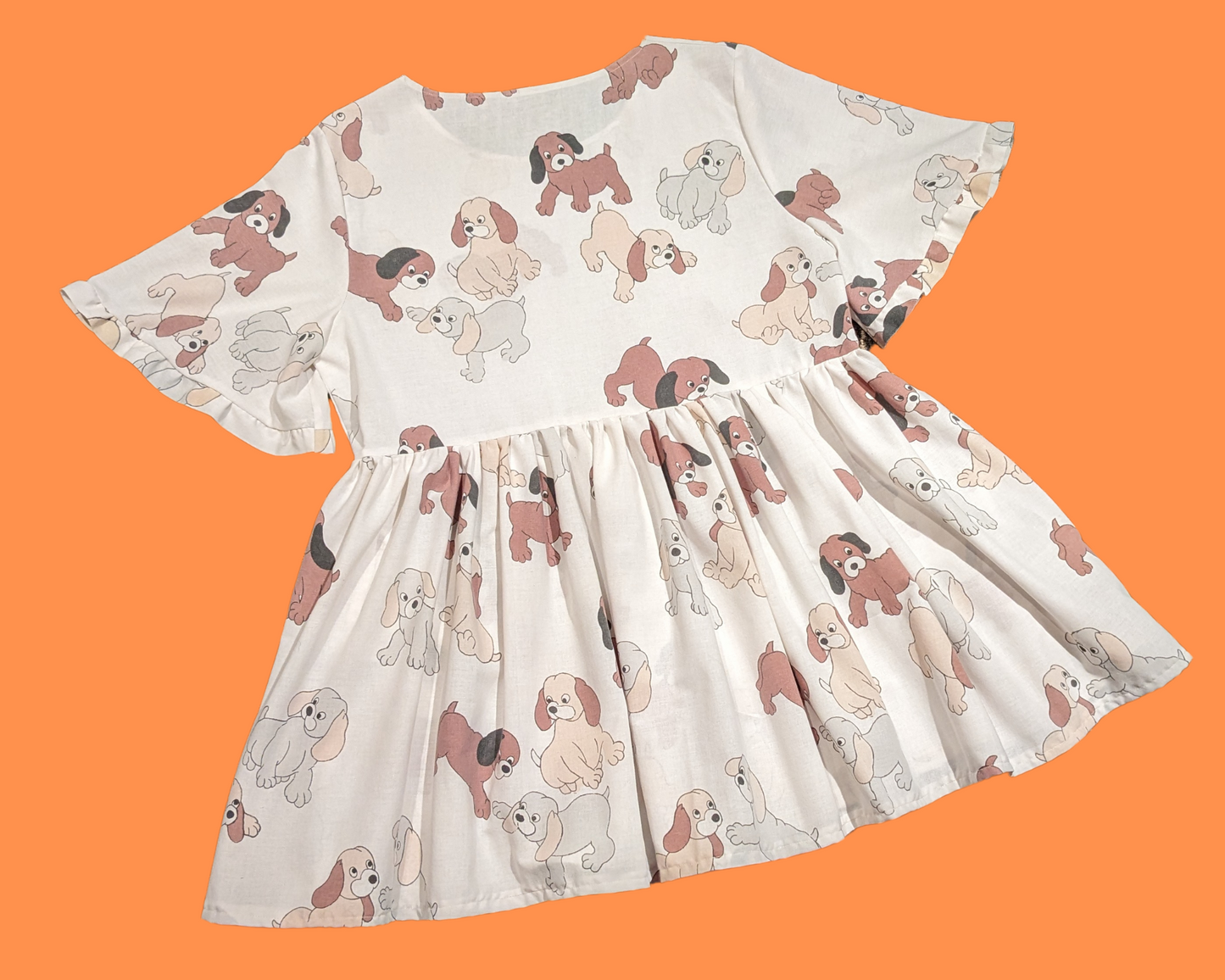 Handmade, Upcycled Vintage 1980's Hound Dogs Patterned Bedsheet Dress Fits Size XL