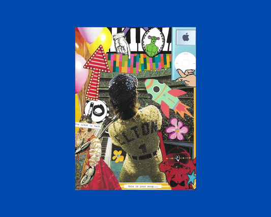 Impression d'un collage fait main d'Elton John