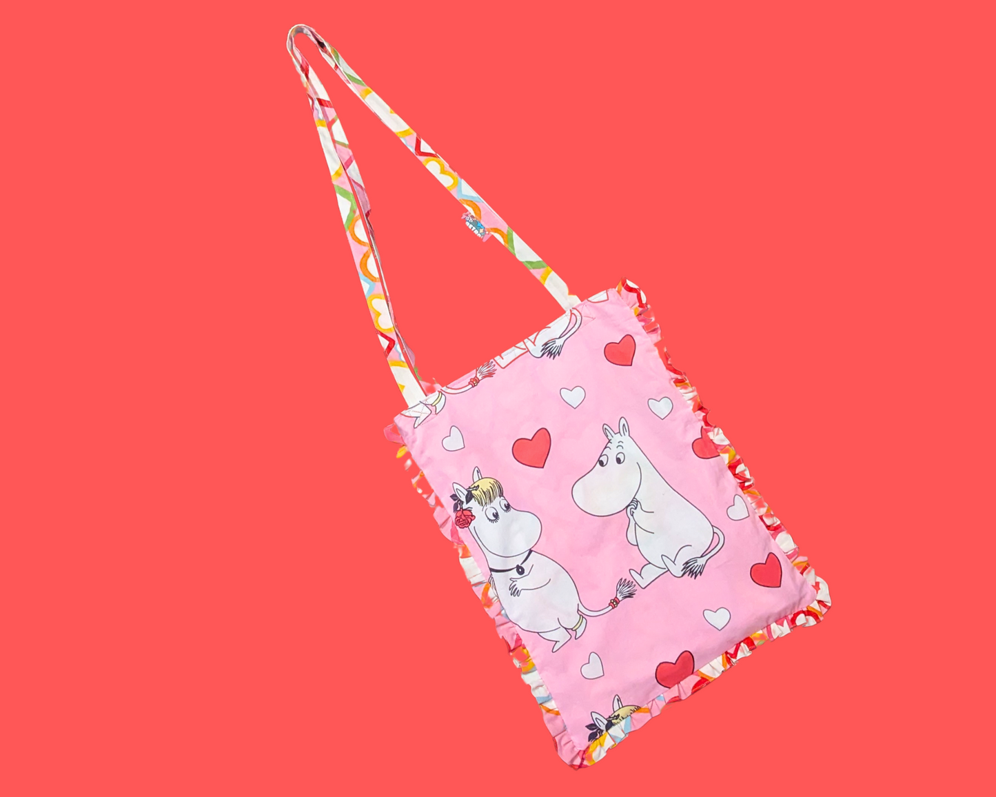 Sac fourre-tout fait main et recyclé à l'effigie des Moomins