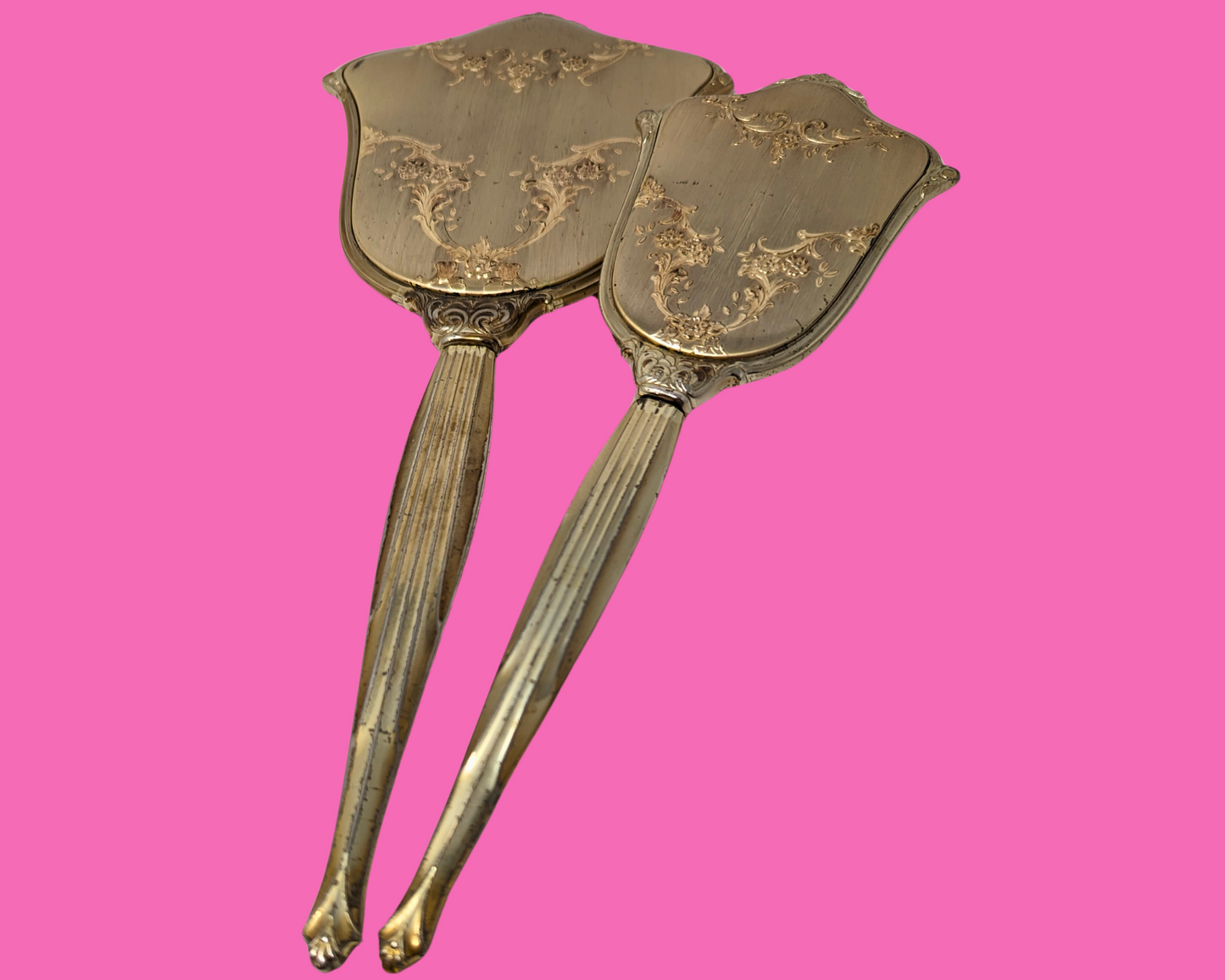 Ensemble miroir à main et brosse à cheveux vintage des années 1950