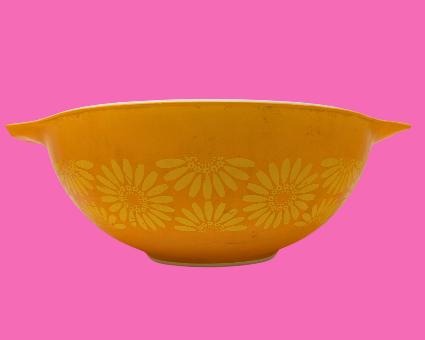 Bol Pyrex vintage à motifs floraux orange et jaune des années 1960