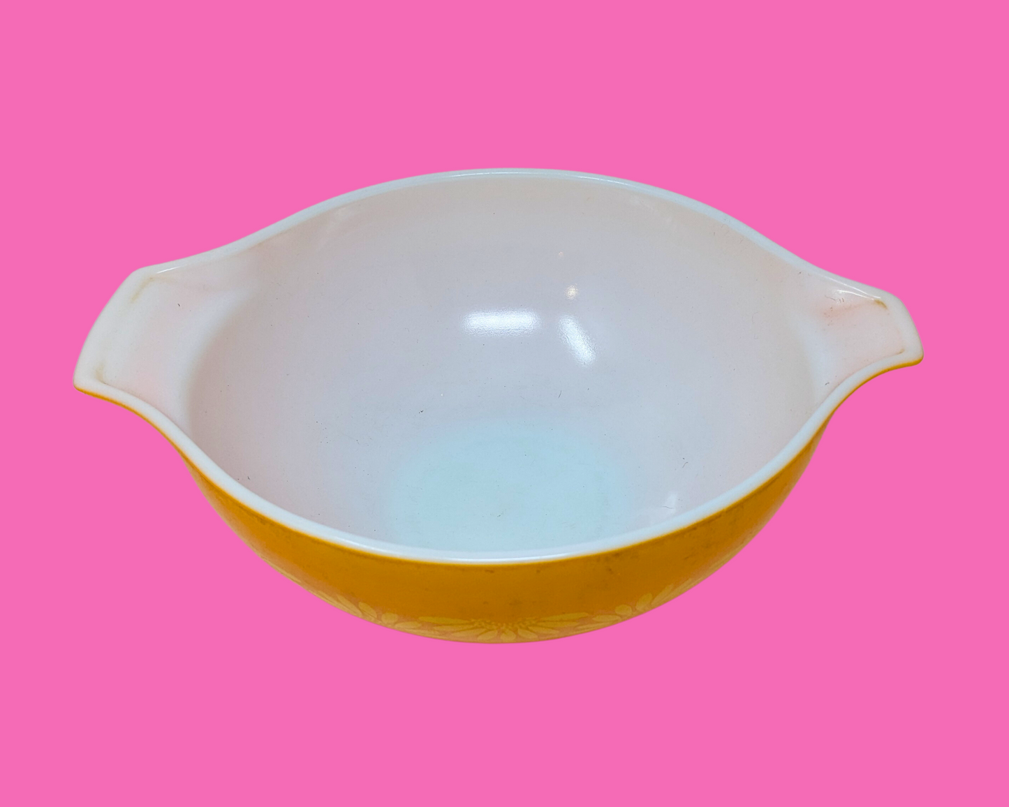 Bol Pyrex vintage à motifs floraux orange et jaune des années 1960