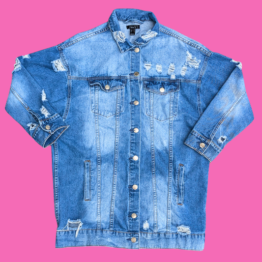 Britney Spears Upcycled T-Shirt Denim Jacket Size L for Women