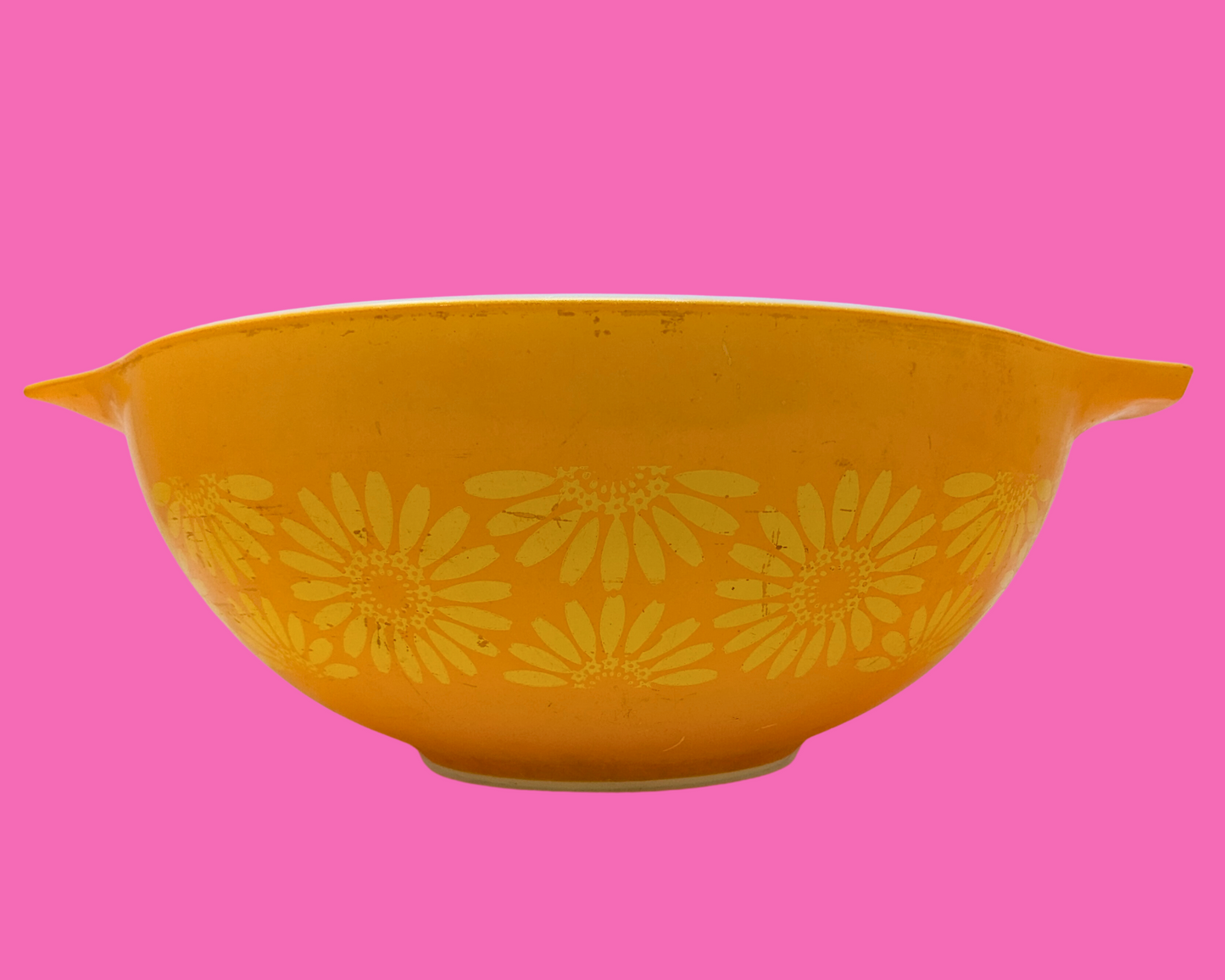 Bol Pyrex vintage à motifs floraux orange et jaune des années 1960