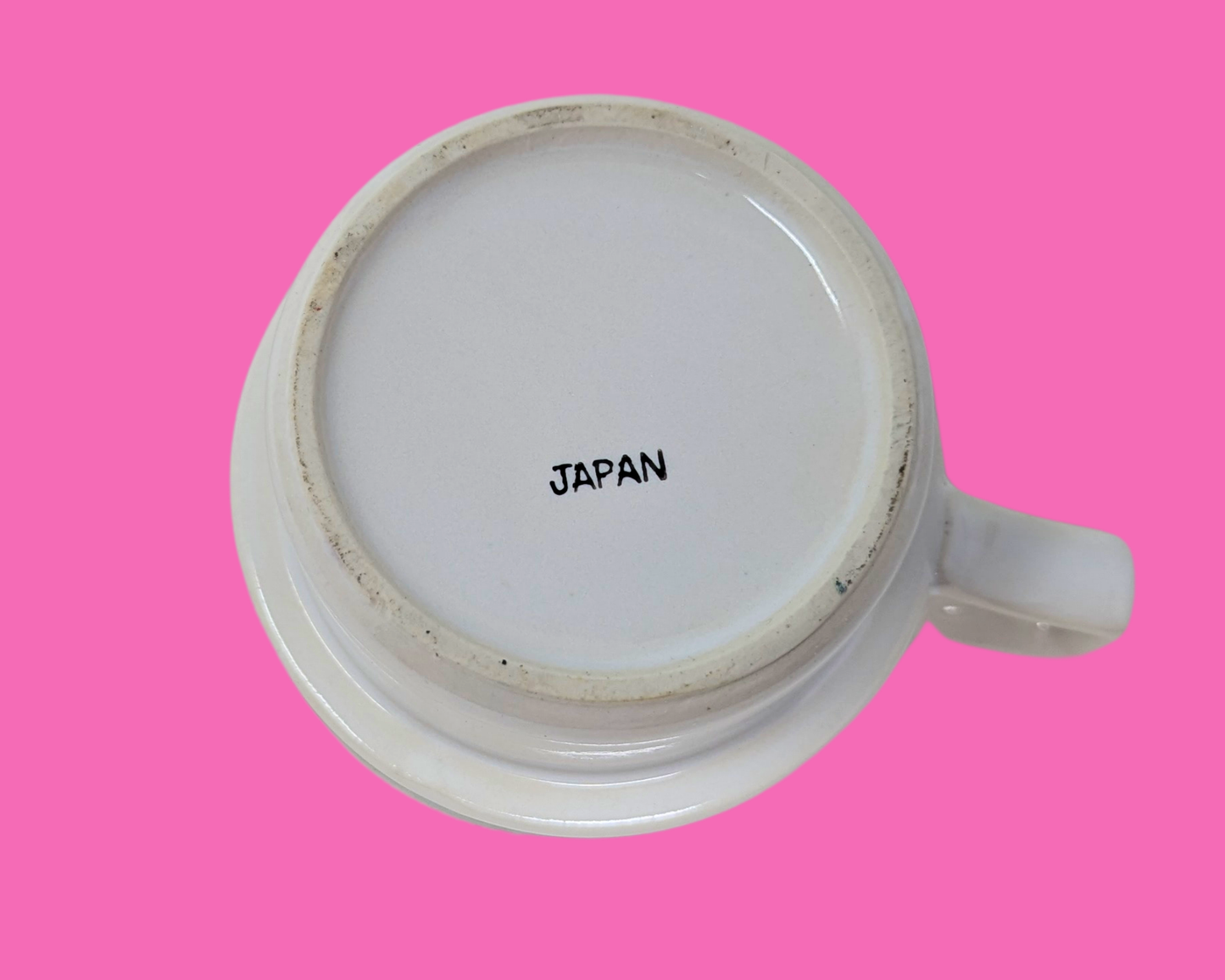 Service à thé vintage Gempo des années 1980 pour deux personnes, théière rétro marron à rayures françaises et 2 tasses