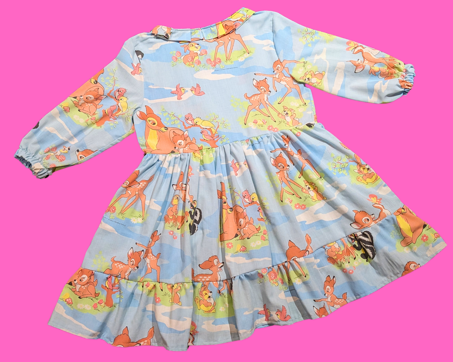 Robe drap de lit Bambi de Walt Disney, faite à la main et recyclée, taille L