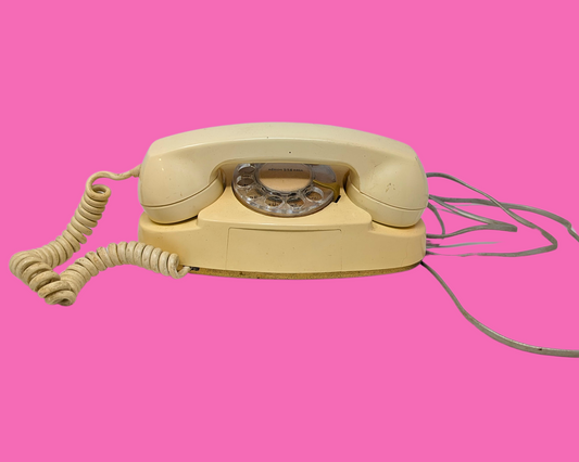 Téléphone rotatif blanc vintage des années 1980, non testé