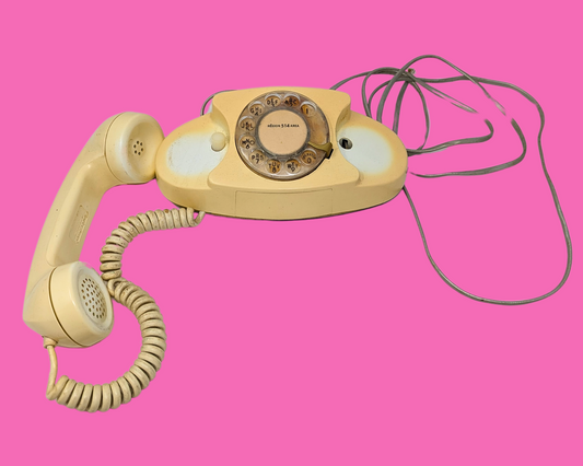 Téléphone rotatif blanc vintage des années 1980, non testé