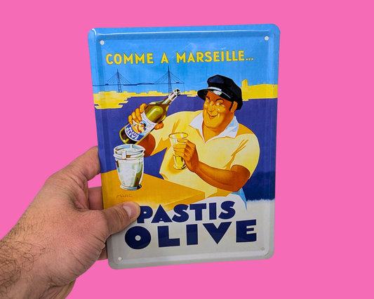 Y2K Pastis Olive Marseille France Metal Rectangle Interior Decoration Sign